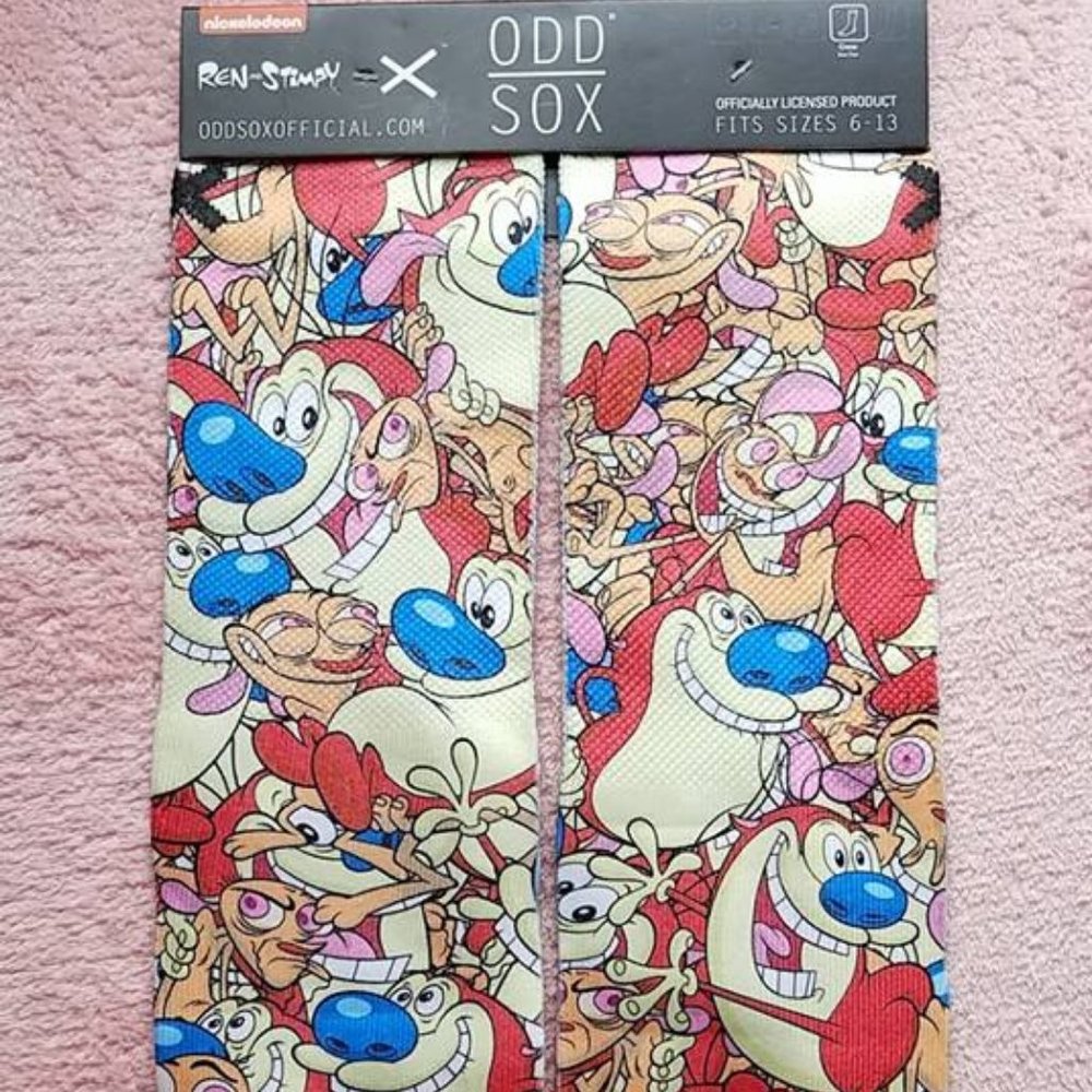ODD SOX Nickelodeon Ren and Stimpy Crew Socks - Size 6-13